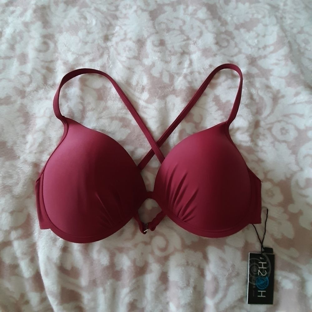 H20H red bikini swim top sz large Maui molded cup